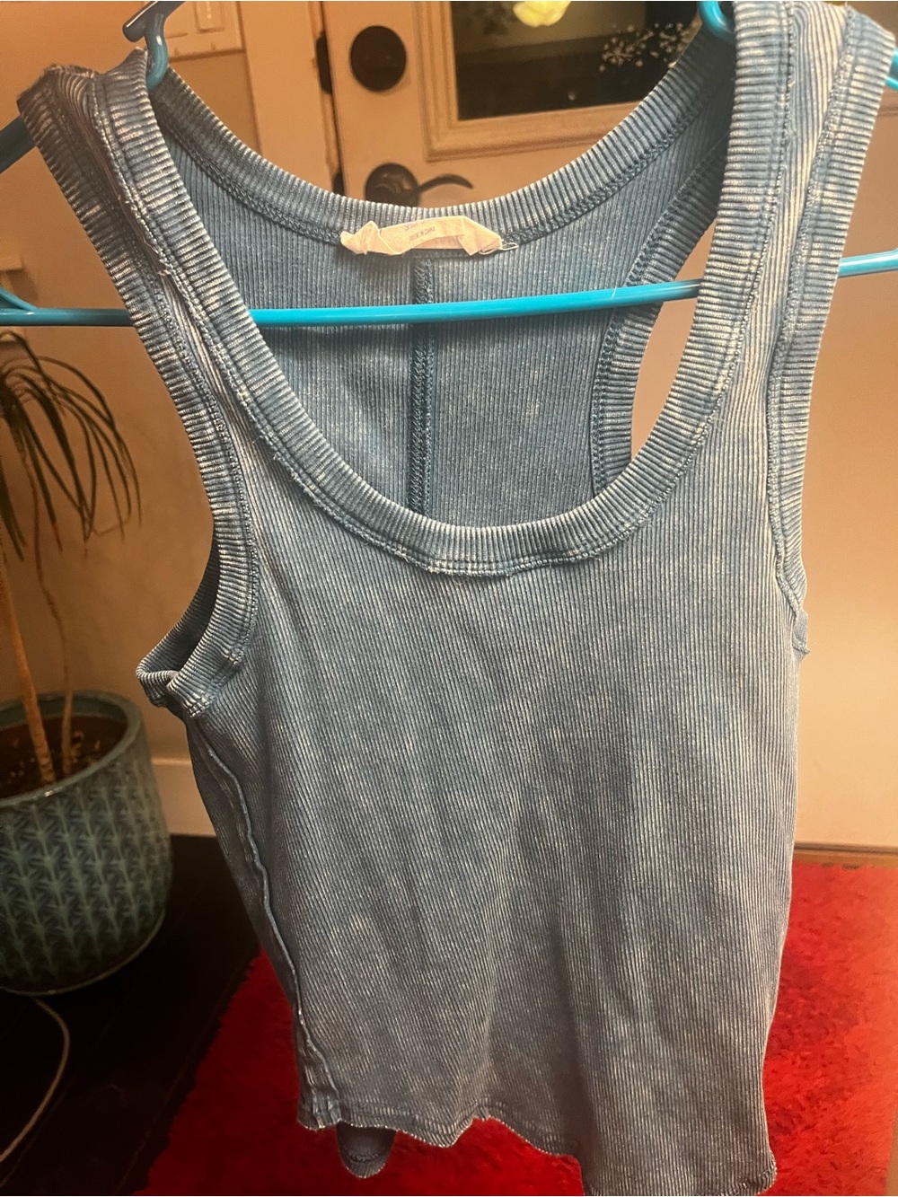 Double Zero Slate Blue Ribbed Tank